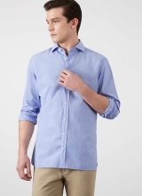 Hackett Men Central Linen Stripe Shirt Coral J19e5617