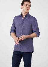 Hackett Men Diamond Texture Shirt Navy Q43o6168