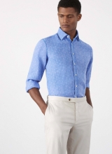 Hackett Men Floral Delave Shirt Blue M45u5316