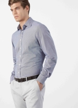 Hackett Men Fulham Cotton Cashmere Check Shirt Navy S36c2030