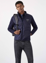 Hackett Men Quilted Zip Up Navy S27n3297